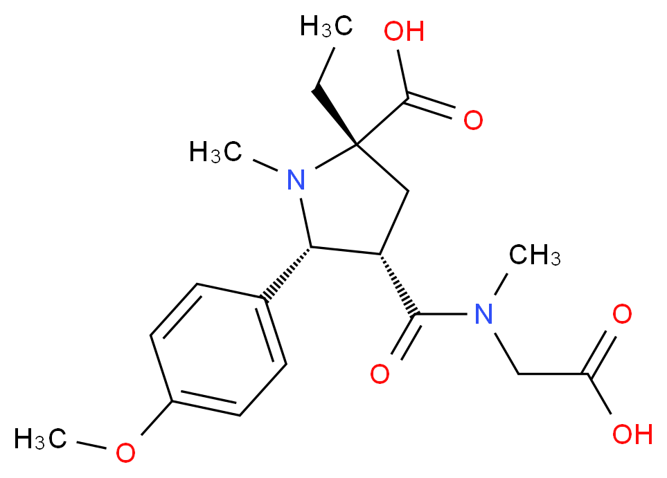 (2S*,4S*,5R*)-4-{[(carboxymethyl)(methyl)amino]carbonyl}-2-ethyl-5-(4-methoxyphenyl)-1-methylpyrrolidine-2-carboxylic acid_分子结构_CAS_)