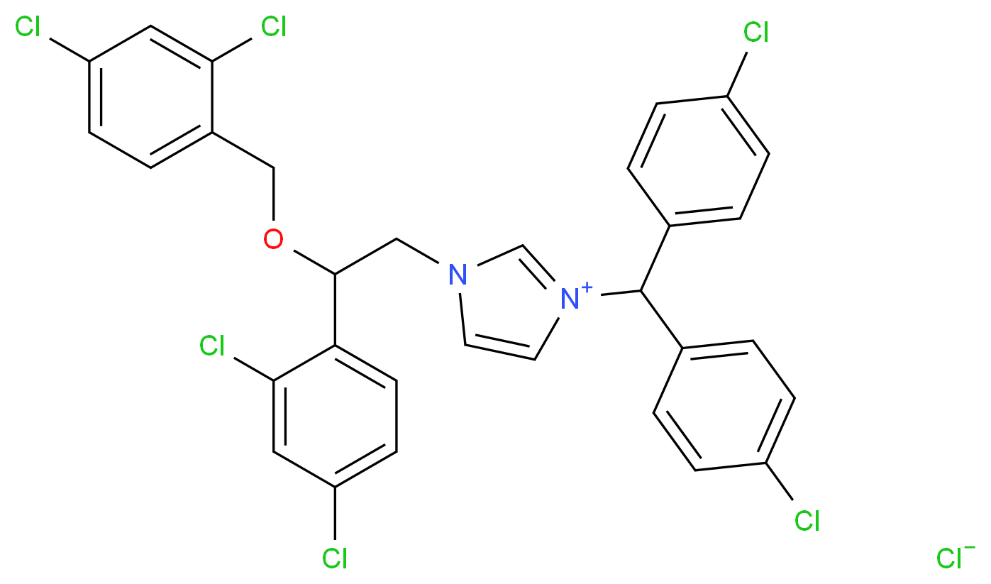 3-[bis(4-chlorophenyl)methyl]-1-[2-(2,4-dichlorophenyl)-2-[(2,4-dichlorophenyl)methoxy]ethyl]-1H-imidazol-3-ium chloride_分子结构_CAS_57265-65-3