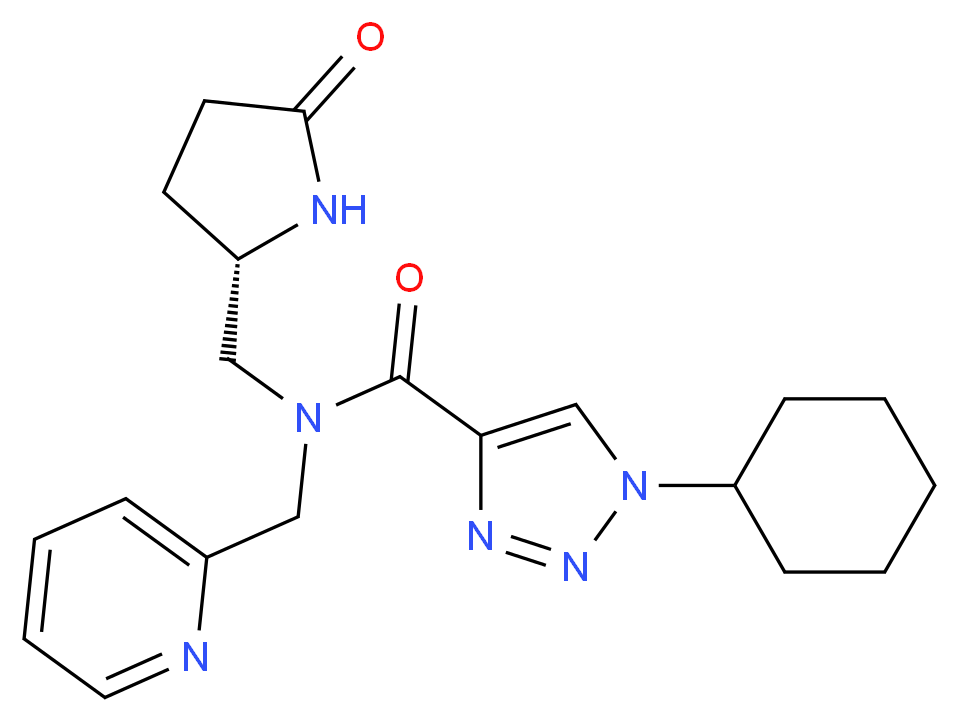 1-cyclohexyl-N-{[(2S)-5-oxo-2-pyrrolidinyl]methyl}-N-(2-pyridinylmethyl)-1H-1,2,3-triazole-4-carboxamide_分子结构_CAS_)