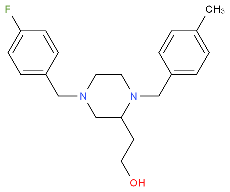 2-[4-(4-fluorobenzyl)-1-(4-methylbenzyl)-2-piperazinyl]ethanol_分子结构_CAS_)