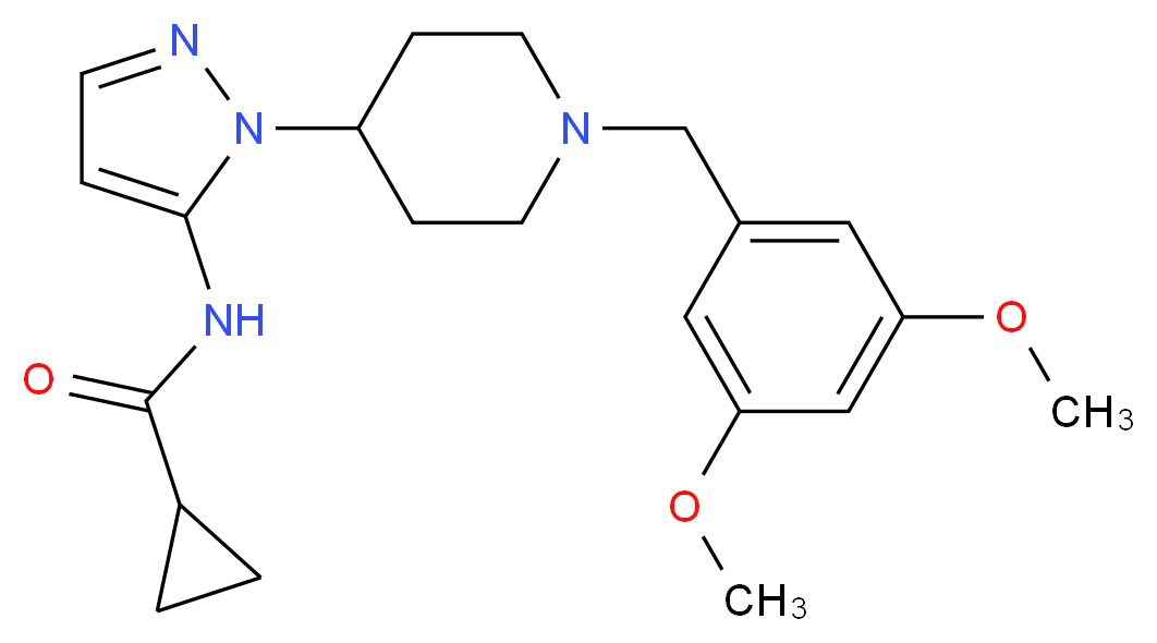 N-{1-[1-(3,5-dimethoxybenzyl)-4-piperidinyl]-1H-pyrazol-5-yl}cyclopropanecarboxamide_分子结构_CAS_)