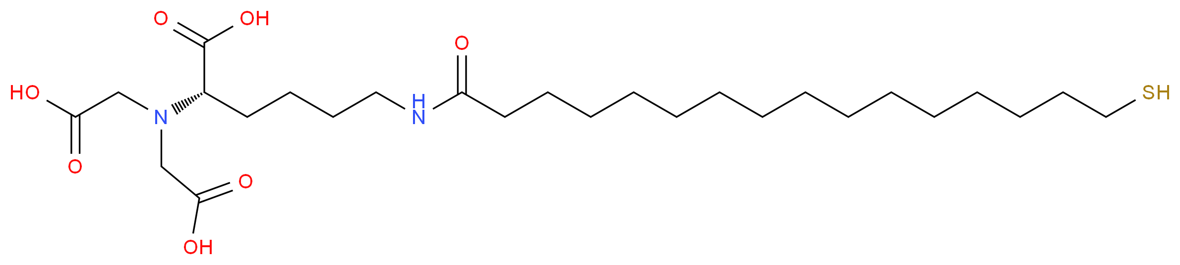 (2S)-2-[bis(carboxymethyl)amino]-6-(16-sulfanylhexadecanamido)hexanoic acid_分子结构_CAS_681239-94-1