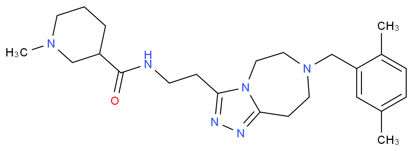 N-{2-[7-(2,5-dimethylbenzyl)-6,7,8,9-tetrahydro-5H-[1,2,4]triazolo[4,3-d][1,4]diazepin-3-yl]ethyl}-1-methyl-3-piperidinecarboxamide_分子结构_CAS_)