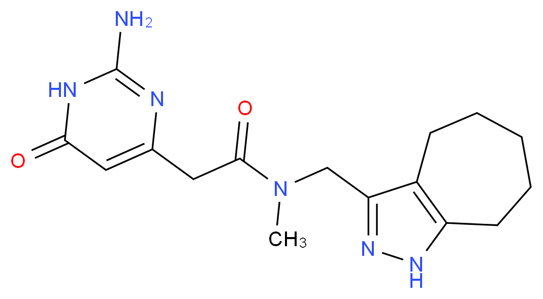 2-(2-amino-6-oxo-1,6-dihydropyrimidin-4-yl)-N-(1,4,5,6,7,8-hexahydrocyclohepta[c]pyrazol-3-ylmethyl)-N-methylacetamide_分子结构_CAS_)