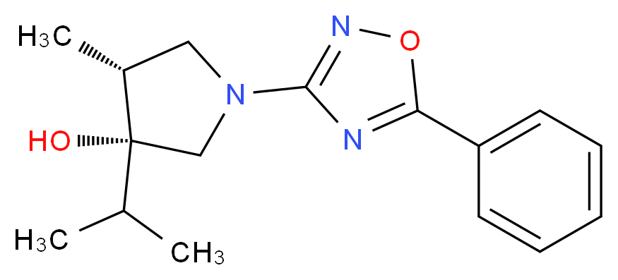 (3R*,4R*)-3-isopropyl-4-methyl-1-(5-phenyl-1,2,4-oxadiazol-3-yl)pyrrolidin-3-ol_分子结构_CAS_)