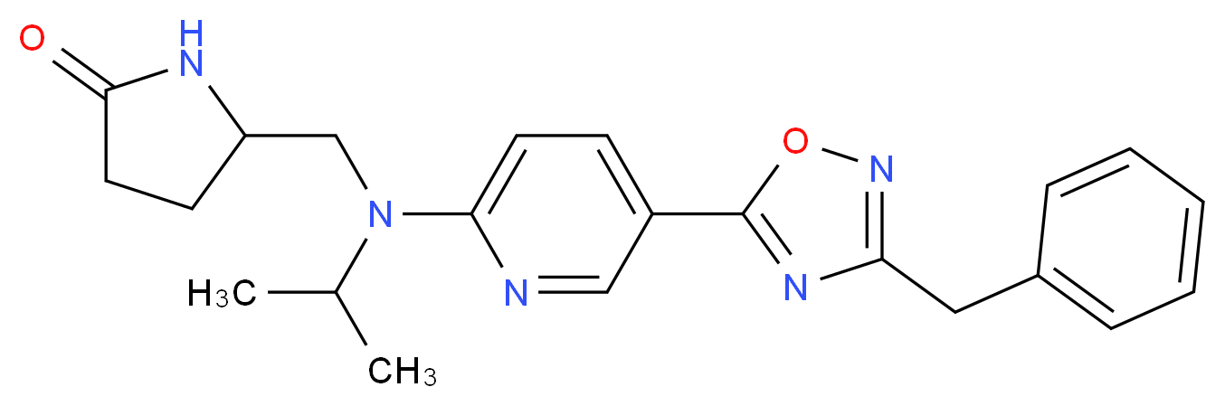 5-{[[5-(3-benzyl-1,2,4-oxadiazol-5-yl)-2-pyridinyl](isopropyl)amino]methyl}-2-pyrrolidinone_分子结构_CAS_)