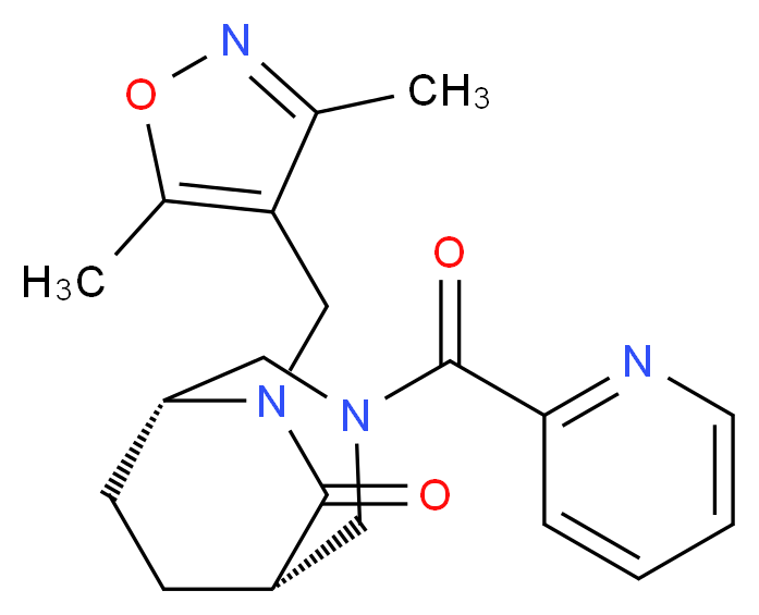 (1S*,5R*)-6-[(3,5-dimethyl-4-isoxazolyl)methyl]-3-(2-pyridinylcarbonyl)-3,6-diazabicyclo[3.2.2]nonan-7-one_分子结构_CAS_)