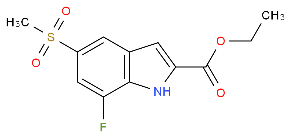 ethyl 7-fluoro-5-methanesulfonyl-1H-indole-2-carboxylate_分子结构_CAS_849035-83-2