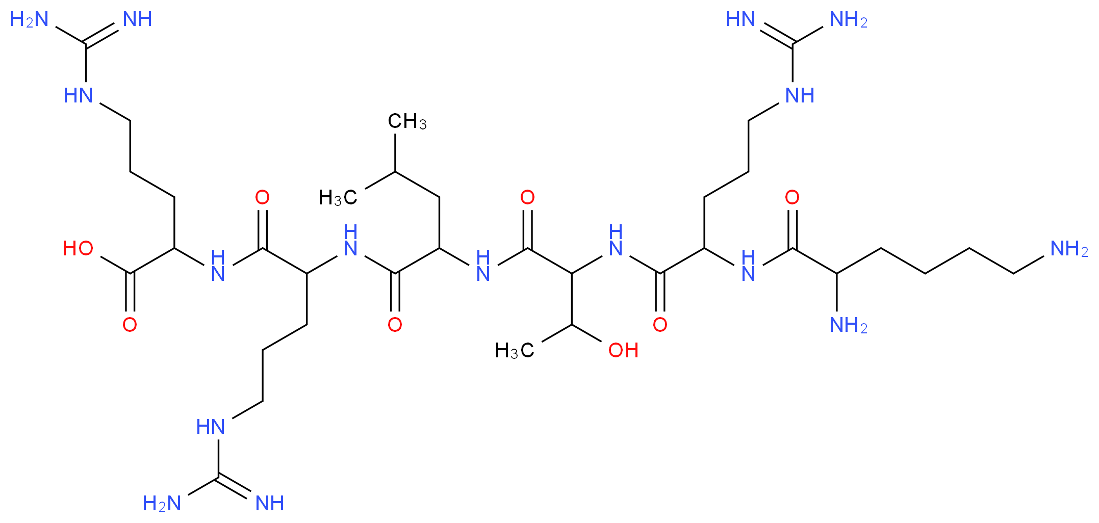 5-carbamimidamido-2-[5-carbamimidamido-2-(2-{2-[5-carbamimidamido-2-(2,6-diaminohexanamido)pentanamido]-3-hydroxybutanamido}-4-methylpentanamido)pentanamido]pentanoic acid_分子结构_CAS_121284-21-7