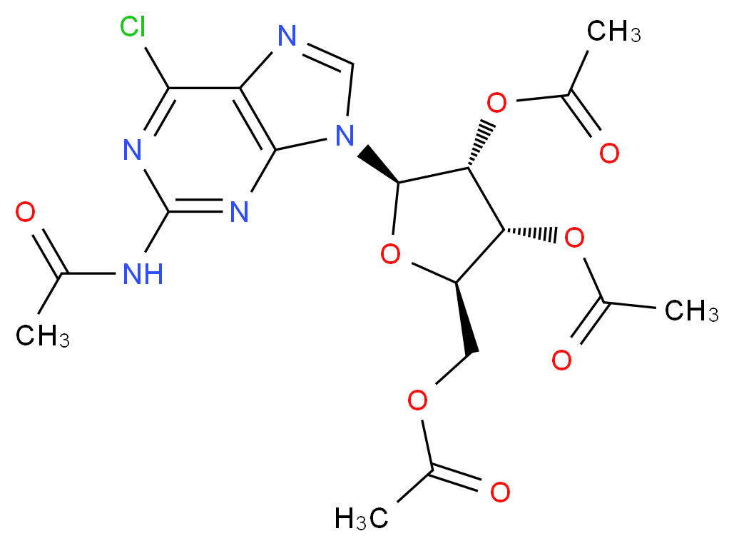 2-Acetamido-6-chloro-9-(2',3',5'-tri-O-acetyl-β-D-ribofuranosyl)purine_分子结构_CAS_137896-02-7)