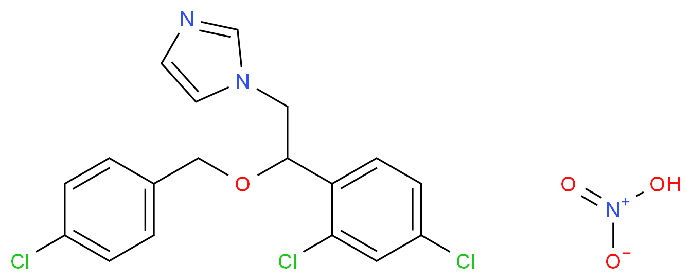 1-{2-[(4-chlorophenyl)methoxy]-2-(2,4-dichlorophenyl)ethyl}-1H-imidazole; nitric acid_分子结构_CAS_24169-02-6