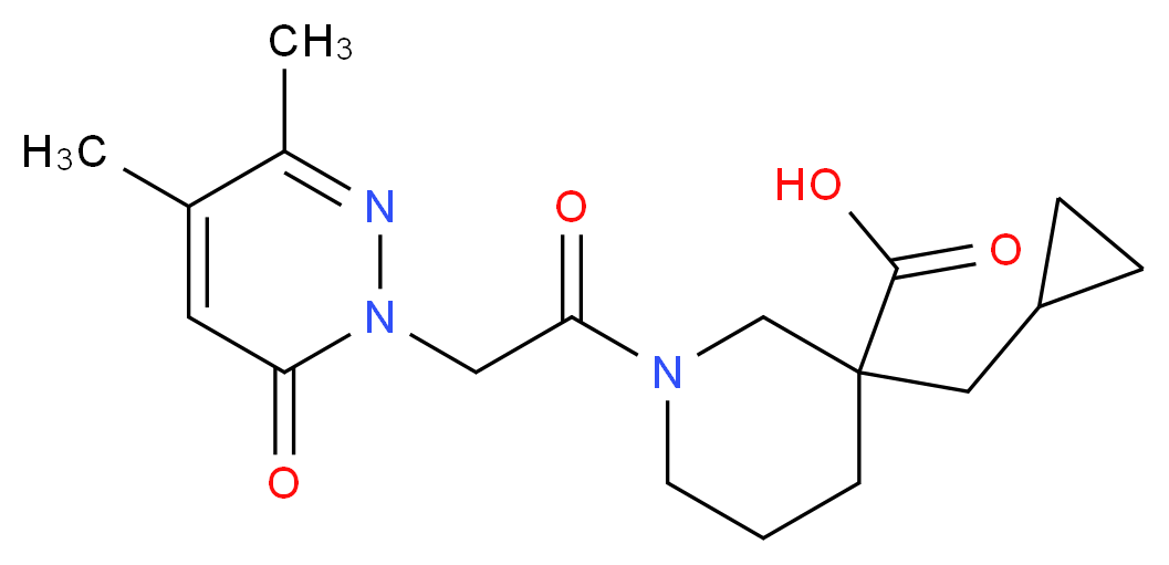 3-(cyclopropylmethyl)-1-[(3,4-dimethyl-6-oxo-1(6H)-pyridazinyl)acetyl]-3-piperidinecarboxylic acid_分子结构_CAS_)