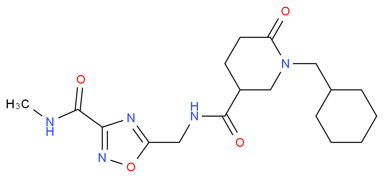 1-(cyclohexylmethyl)-N-({3-[(methylamino)carbonyl]-1,2,4-oxadiazol-5-yl}methyl)-6-oxo-3-piperidinecarboxamide_分子结构_CAS_)