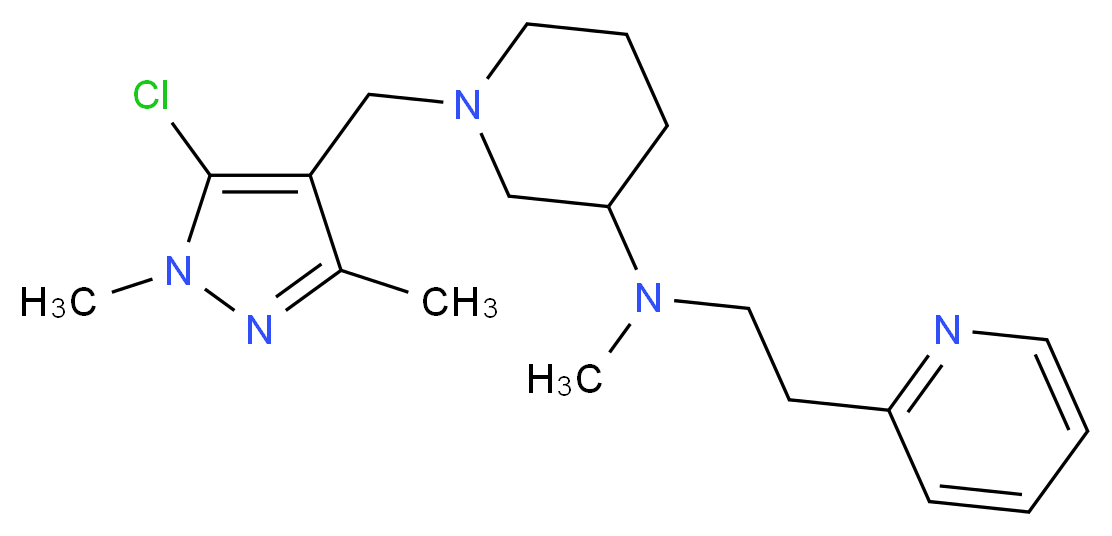 1-[(5-chloro-1,3-dimethyl-1H-pyrazol-4-yl)methyl]-N-methyl-N-[2-(2-pyridinyl)ethyl]-3-piperidinamine_分子结构_CAS_)
