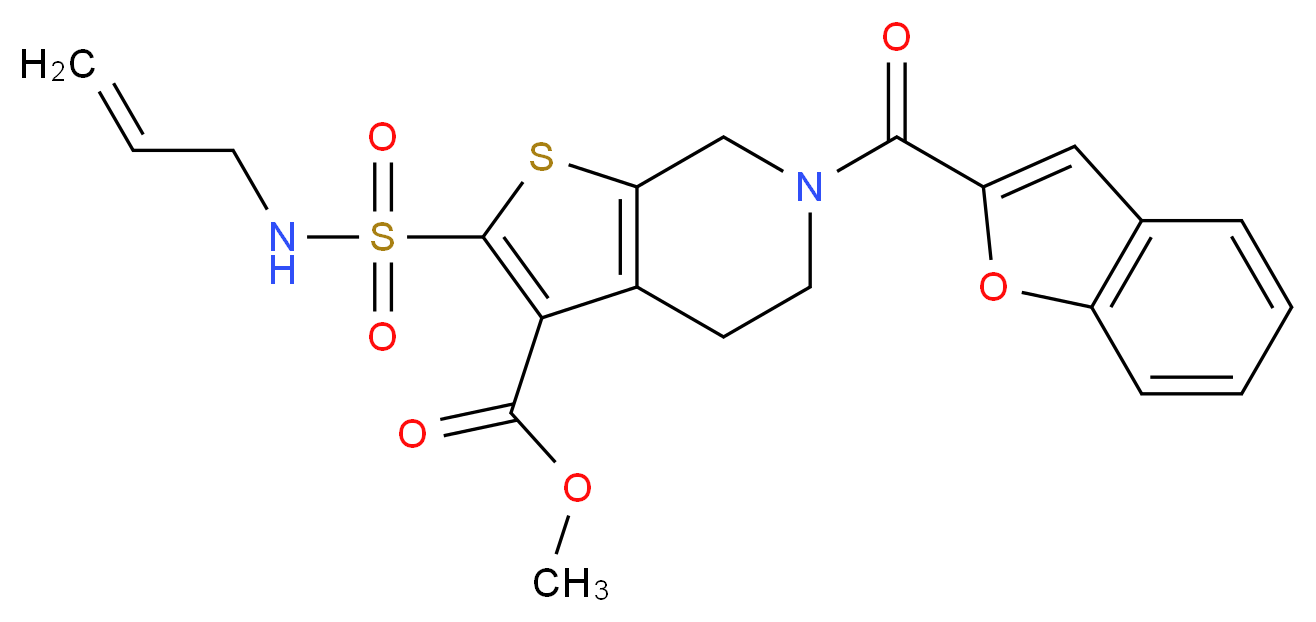 methyl 2-[(allylamino)sulfonyl]-6-(1-benzofuran-2-ylcarbonyl)-4,5,6,7-tetrahydrothieno[2,3-c]pyridine-3-carboxylate_分子结构_CAS_)