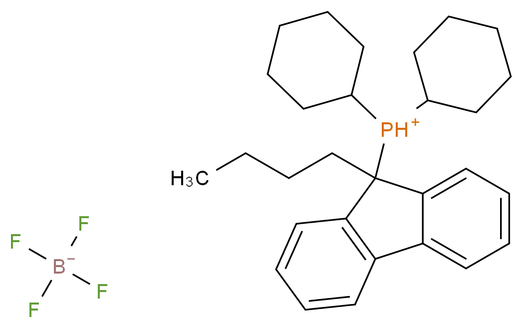 (9-butyl-9H-fluoren-9-yl)dicyclohexylphosphanium; tetrafluoroboranuide_分子结构_CAS_1007311-98-9