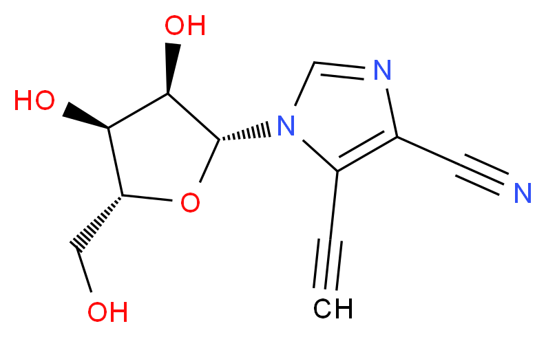 1-[(2R,3R,4S,5R)-3,4-dihydroxy-5-(hydroxymethyl)oxolan-2-yl]-5-ethynyl-1H-imidazole-4-carbonitrile_分子结构_CAS_126004-13-5