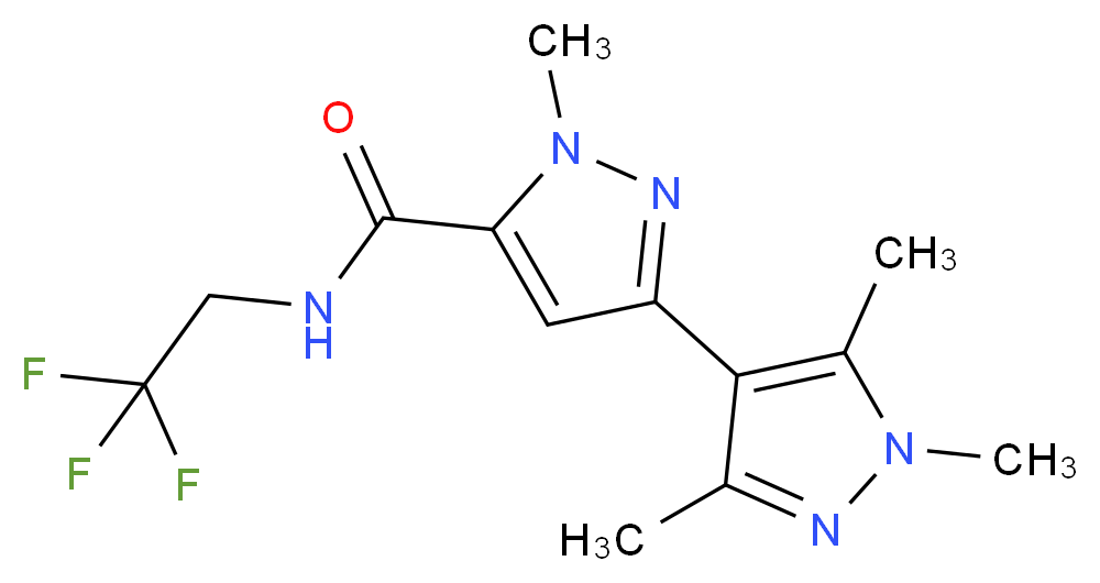 1,1',3',5'-tetramethyl-N-(2,2,2-trifluoroethyl)-1H,1'H-3,4'-bipyrazole-5-carboxamide_分子结构_CAS_)