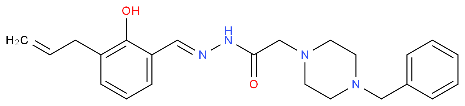 2-(4-benzylpiperazin-1-yl)-N'-[(1E)-[2-hydroxy-3-(prop-2-en-1-yl)phenyl]methylidene]acetohydrazide_分子结构_CAS_315183-21-2