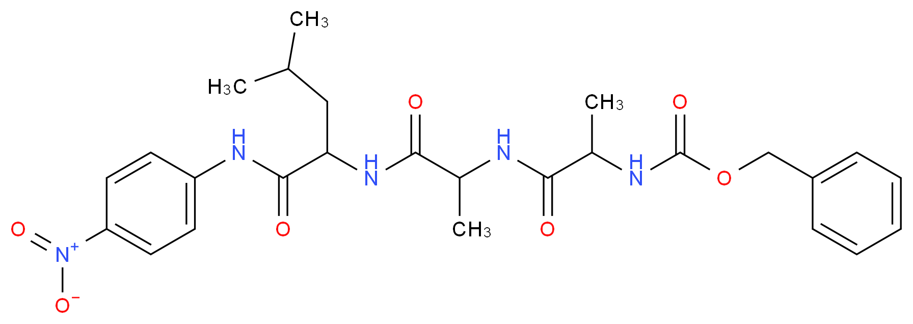 benzyl N-(1-{[1-({3-methyl-1-[(4-nitrophenyl)carbamoyl]butyl}carbamoyl)ethyl]carbamoyl}ethyl)carbamate_分子结构_CAS_61043-33-2