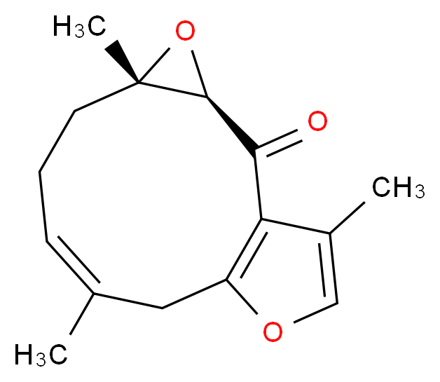 (3R,5S,8E)-5,9,14-trimethyl-4,12-dioxatricyclo[9.3.0.0<sup>3</sup>,<sup>5</sup>]tetradeca-1(11),8,13-trien-2-one_分子结构_CAS_7727-79-9