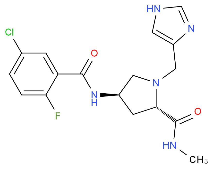 (4R)-4-[(5-chloro-2-fluorobenzoyl)amino]-1-(1H-imidazol-4-ylmethyl)-N-methyl-L-prolinamide_分子结构_CAS_)