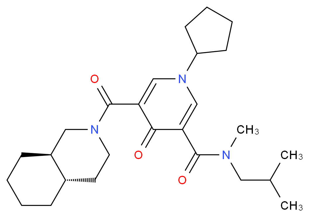 1-cyclopentyl-N-isobutyl-N-methyl-5-[(4aS*,8aR*)-octahydro-2(1H)-isoquinolinylcarbonyl]-4-oxo-1,4-dihydro-3-pyridinecarboxamide_分子结构_CAS_)