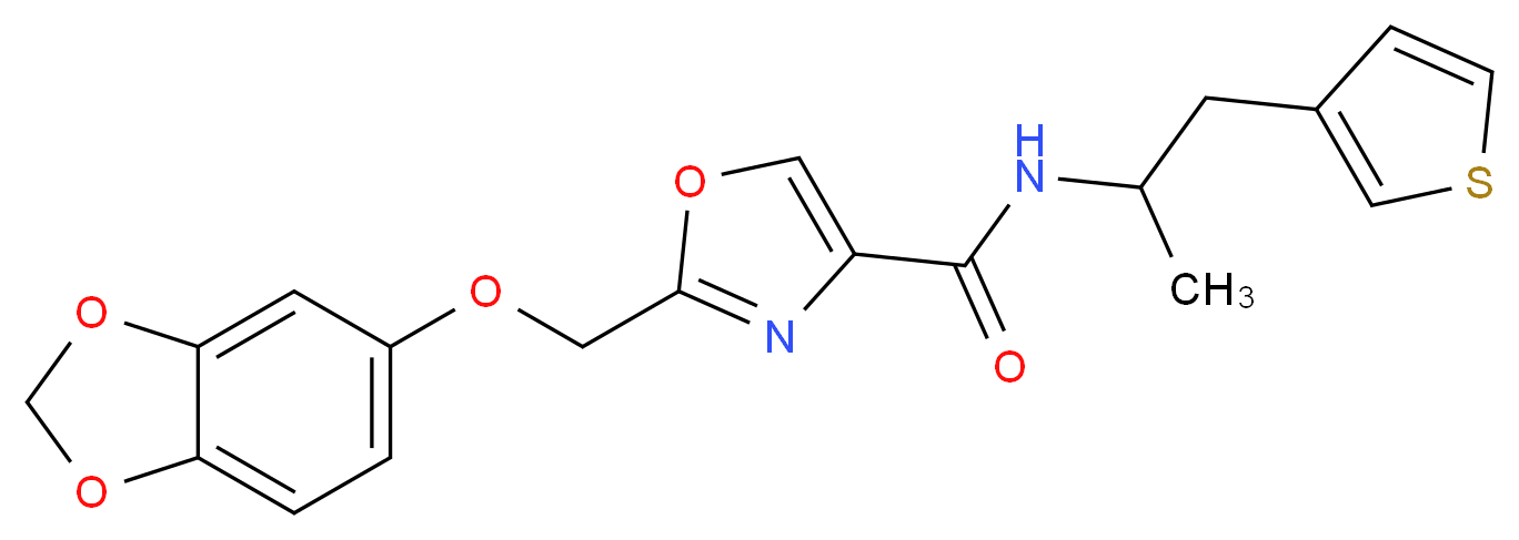 2-[(1,3-benzodioxol-5-yloxy)methyl]-N-[1-methyl-2-(3-thienyl)ethyl]-1,3-oxazole-4-carboxamide_分子结构_CAS_)