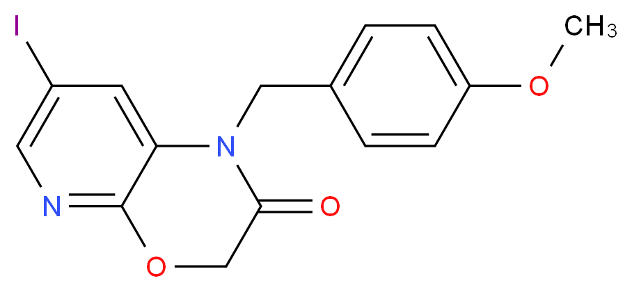 7-Iodo-1-(4-methoxybenzyl)-1H-pyrido[2,3-b][1,4]oxazin-2(3H)-one_分子结构_CAS_1186310-81-5)