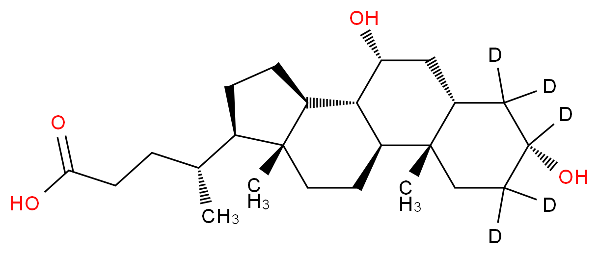 (4R)-4-[(1S,2S,5R,7R,9R,10R,11S,14R,15R)-5,9-dihydroxy-2,15-dimethyl(4,4,5,6,6-<sup>2</sup>H<sub>5</sub>)tetracyclo[8.7.0.0<sup>2</sup>,<sup>7</sup>.0<sup>1</sup><sup>1</sup>,<sup>1</sup><sup>5</sup>]heptadecan-14-yl]pentanoic acid_分子结构_CAS_52840-12-7