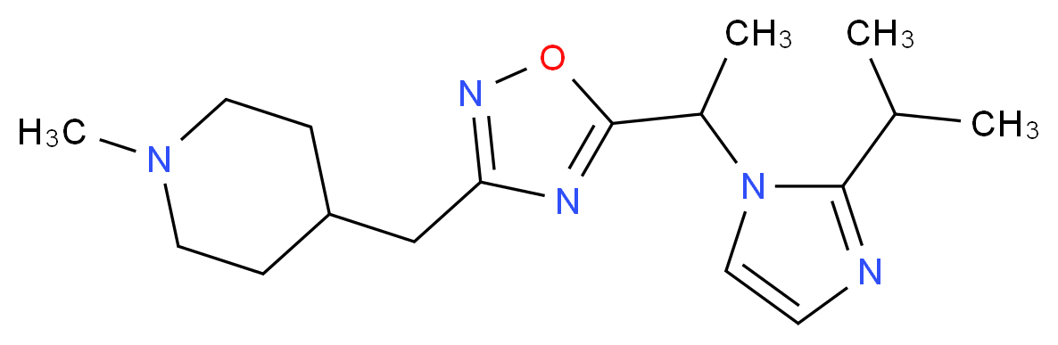 4-({5-[1-(2-isopropyl-1H-imidazol-1-yl)ethyl]-1,2,4-oxadiazol-3-yl}methyl)-1-methylpiperidine_分子结构_CAS_)