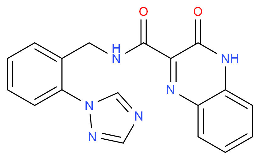 3-oxo-N-[2-(1H-1,2,4-triazol-1-yl)benzyl]-3,4-dihydroquinoxaline-2-carboxamide_分子结构_CAS_)