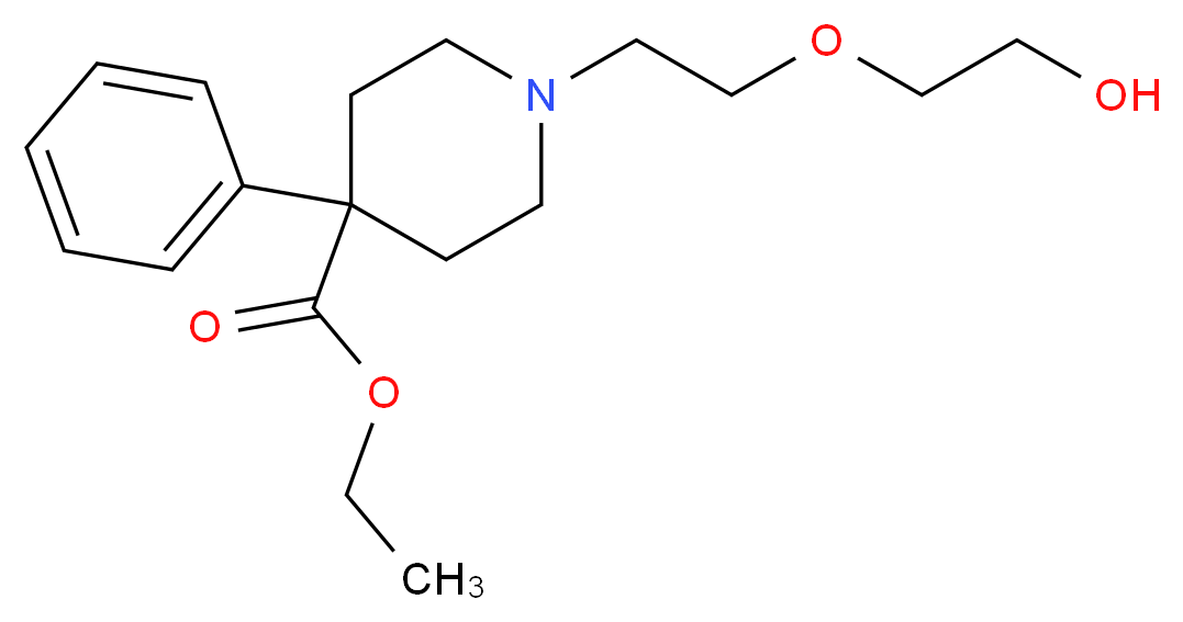 ethyl 1-[2-(2-hydroxyethoxy)ethyl]-4-phenylpiperidine-4-carboxylate_分子结构_CAS_469-82-9