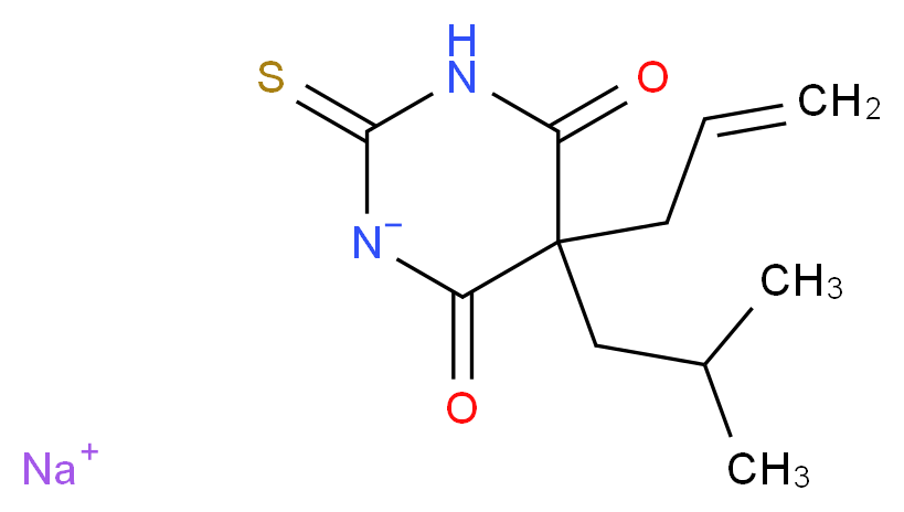 sodium 5-(2-methylpropyl)-4,6-dioxo-5-(prop-2-en-1-yl)-2-sulfanylidene-1,3-diazinan-1-ide_分子结构_CAS_510-90-7