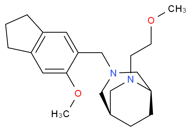 (1S*,5R*)-3-[(6-methoxy-2,3-dihydro-1H-inden-5-yl)methyl]-6-(2-methoxyethyl)-3,6-diazabicyclo[3.2.2]nonane_分子结构_CAS_)