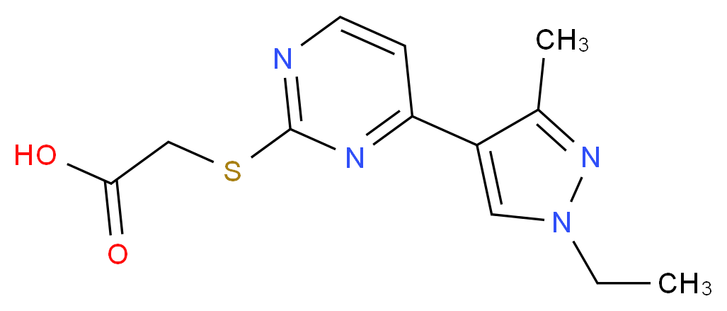 [4-(1-Ethyl-3-methyl-1H-pyrazol-4-yl)-pyrimidin-2-ylsulfanyl]-acetic acid_分子结构_CAS_)