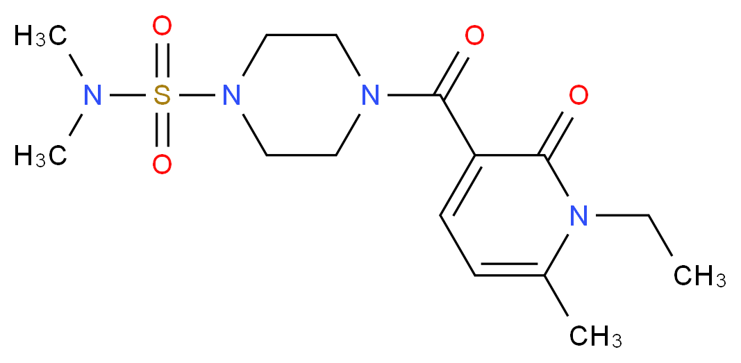 4-[(1-ethyl-6-methyl-2-oxo-1,2-dihydropyridin-3-yl)carbonyl]-N,N-dimethylpiperazine-1-sulfonamide_分子结构_CAS_)