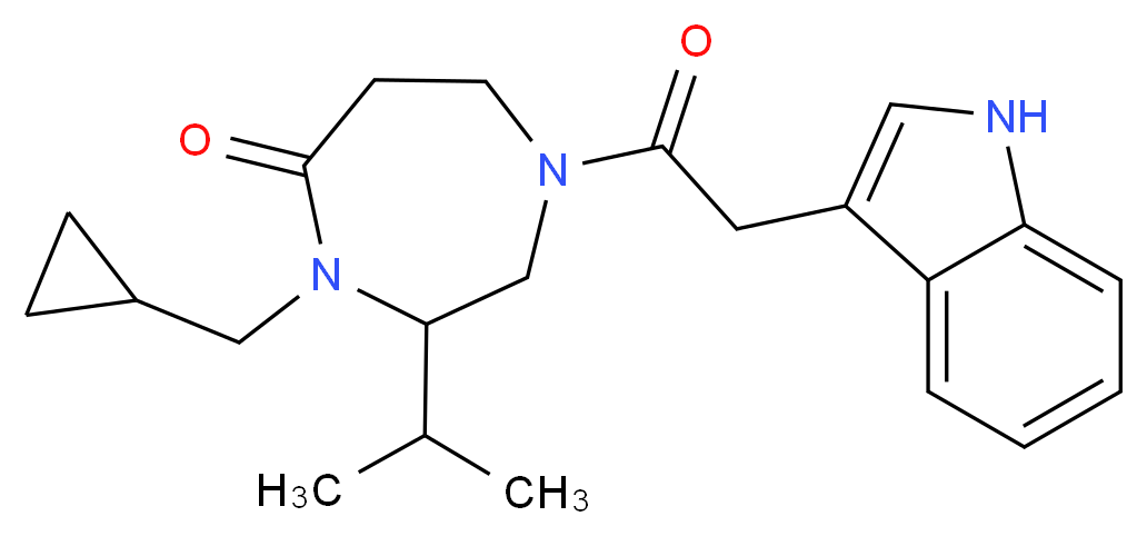 4-(cyclopropylmethyl)-1-(1H-indol-3-ylacetyl)-3-isopropyl-1,4-diazepan-5-one_分子结构_CAS_)