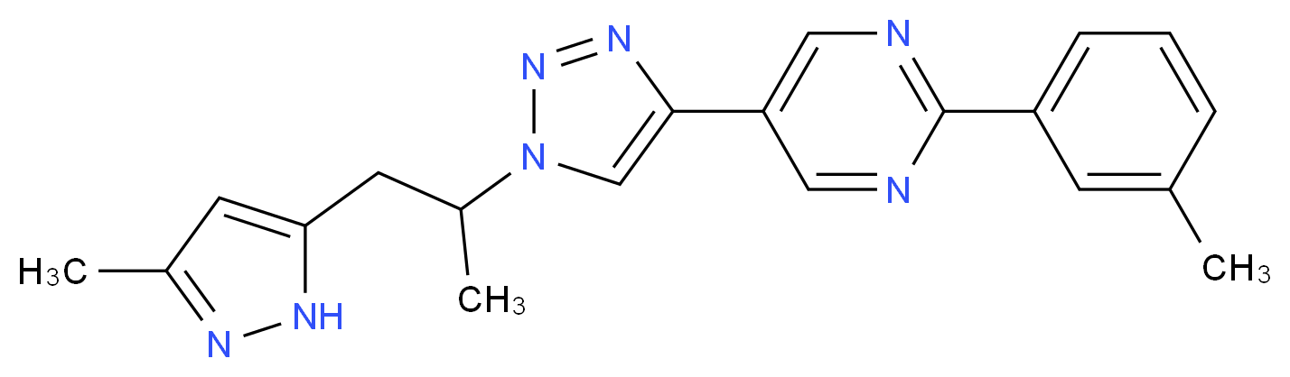 5-{1-[1-methyl-2-(3-methyl-1H-pyrazol-5-yl)ethyl]-1H-1,2,3-triazol-4-yl}-2-(3-methylphenyl)pyrimidine_分子结构_CAS_)