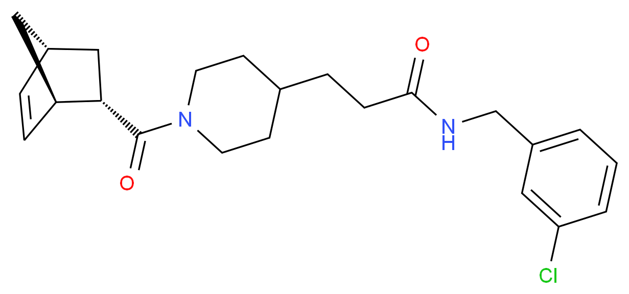 3-{1-[(1R*,2S*,4R*)-bicyclo[2.2.1]hept-5-en-2-ylcarbonyl]-4-piperidinyl}-N-(3-chlorobenzyl)propanamide_分子结构_CAS_)