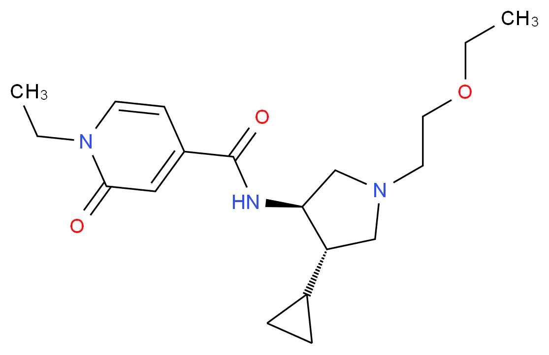 N-[(3R*,4S*)-4-cyclopropyl-1-(2-ethoxyethyl)-3-pyrrolidinyl]-1-ethyl-2-oxo-1,2-dihydro-4-pyridinecarboxamide_分子结构_CAS_)
