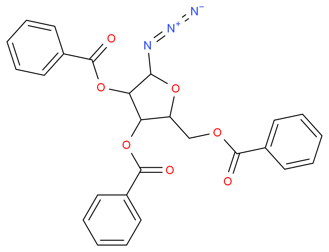 [5-azido-3,4-bis(benzoyloxy)oxolan-2-yl]methyl benzoate_分子结构_CAS_7408-41-5