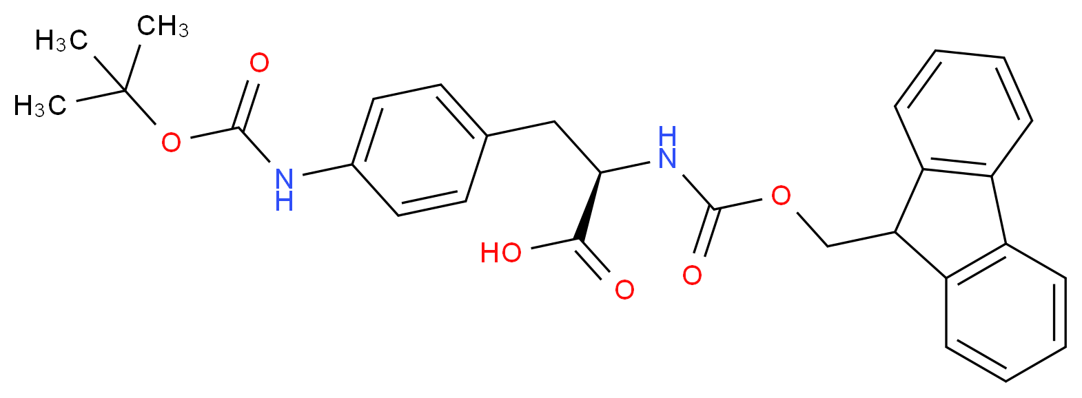 (2R)-3-(4-{[(tert-butoxy)carbonyl]amino}phenyl)-2-{[(9H-fluoren-9-ylmethoxy)carbonyl]amino}propanoic acid_分子结构_CAS_214750-77-3