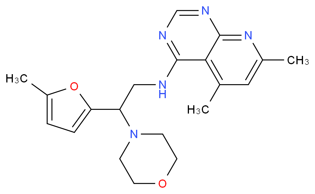 5,7-dimethyl-N-[2-(5-methyl-2-furyl)-2-morpholin-4-ylethyl]pyrido[2,3-d]pyrimidin-4-amine_分子结构_CAS_)
