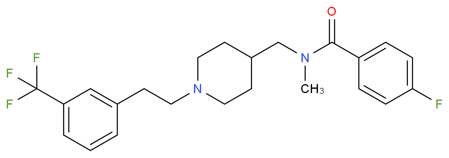 4-fluoro-N-methyl-N-[(1-{2-[3-(trifluoromethyl)phenyl]ethyl}-4-piperidinyl)methyl]benzamide_分子结构_CAS_)
