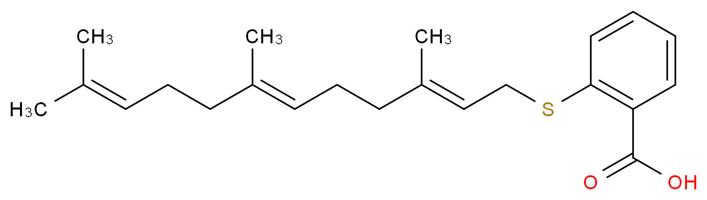 2-{[(2E,6E)-3,7,11-trimethyldodeca-2,6,10-trien-1-yl]sulfanyl}benzoic acid_分子结构_CAS_162520-00-5