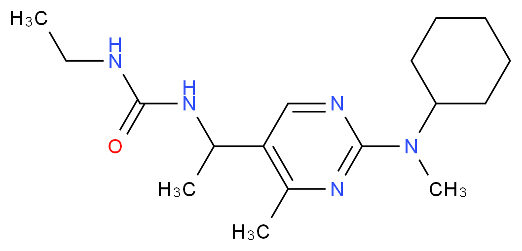 N-(1-{2-[cyclohexyl(methyl)amino]-4-methyl-5-pyrimidinyl}ethyl)-N'-ethylurea_分子结构_CAS_)