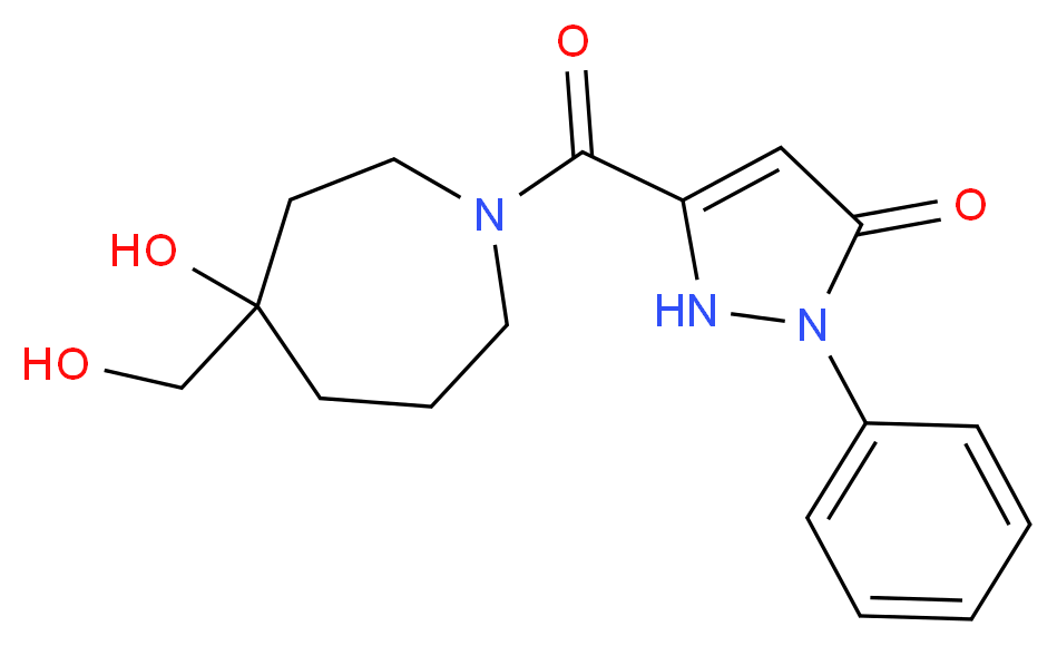 5-{[4-hydroxy-4-(hydroxymethyl)-1-azepanyl]carbonyl}-2-phenyl-1,2-dihydro-3H-pyrazol-3-one_分子结构_CAS_)
