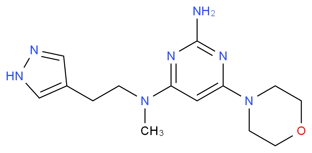 N~4~-methyl-6-morpholin-4-yl-N~4~-[2-(1H-pyrazol-4-yl)ethyl]pyrimidine-2,4-diamine_分子结构_CAS_)