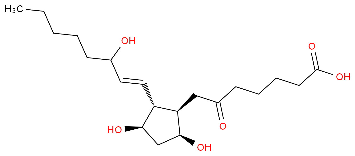 7-[(1R,2R,3R,5S)-3,5-dihydroxy-2-[(1E)-3-hydroxyoct-1-en-1-yl]cyclopentyl]-6-oxoheptanoic acid_分子结构_CAS_58962-34-8